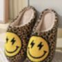 Women's Leopard Print Slippers With Happy Face Design, thumbnail 4 of 4