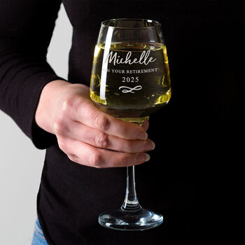 Personalised Engraved Wine Glass Retirement Gift For Her, 3 of 4