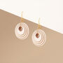 Cream And Pearlescent Taupe Geometric Circular Earrings • Gold Plated Sterling Silver Hooks, thumbnail 5 of 8