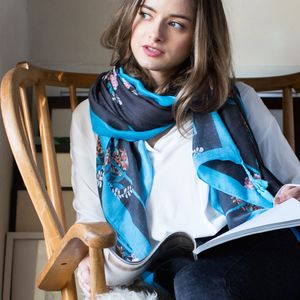 Personalised Charcoal Scarf With A Floral Detail By The Forest & Co ...