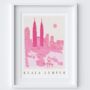 Kuala Lumpur, Malaysia City Skyline Scene Travel Print, thumbnail 2 of 2