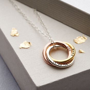 Personalised Mixed Gold Russian Ring Necklace, 12 of 12