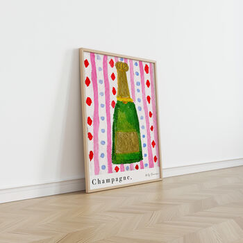 Champagne Bottle Art Print Kitchen Poster, 2 of 7