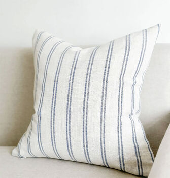 Harbour Stripe Cushion Cover, Blue And Cream, 4 of 4