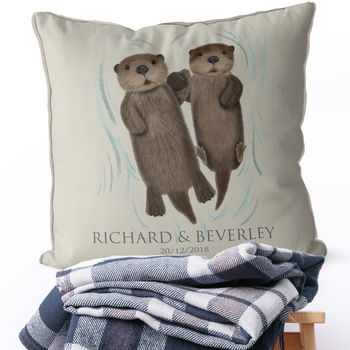 Personalised Otter Couple Gift Cushion, 2 of 4