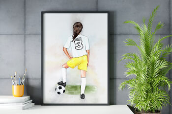 Girls Football Personalised Print, 3 of 8