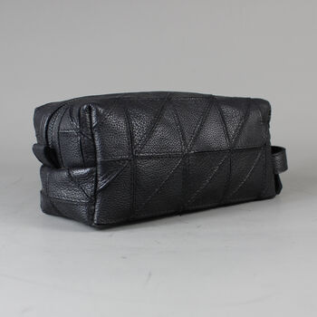 Black Salvaged Leather Cosmetics Bag, 6 of 7