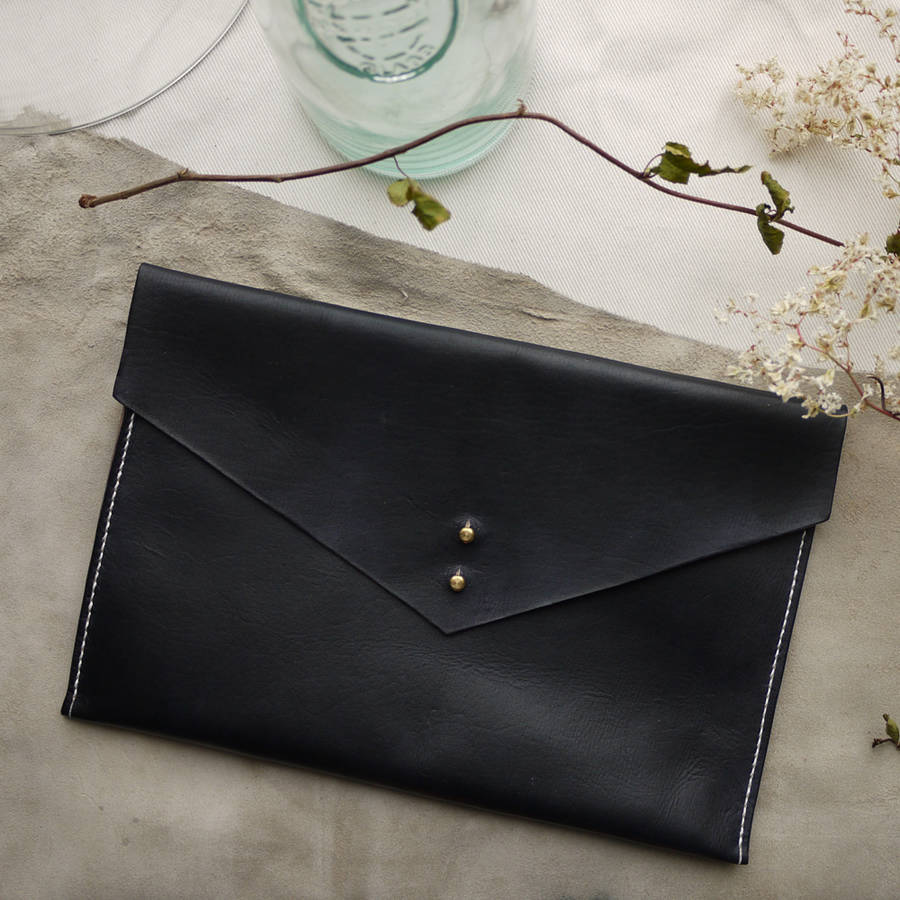 leather envelope clutch bag by tori lo designs | notonthehighstreet.com