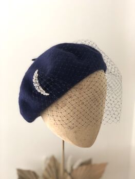 Navy Beret With Optional Veil And Accessories, 8 of 12