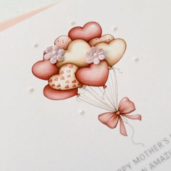 Handmade Mother's Day Card Heart Balloon Design, 2 of 6