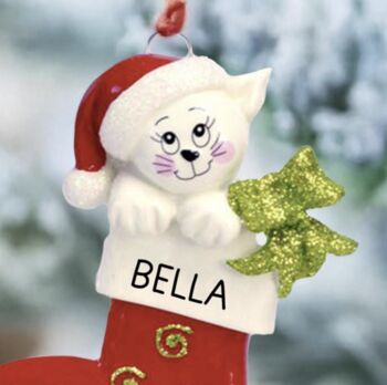 Personalised Sparkle Cat Christmas Decoration, 3 of 3