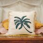 Linen Cushion 60x60cm Palm Tree With Fringe, thumbnail 5 of 6