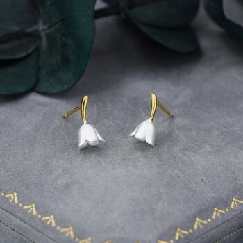 Sterling Silver Lily Of The Valley Flower Stud Earrings, 4 of 11