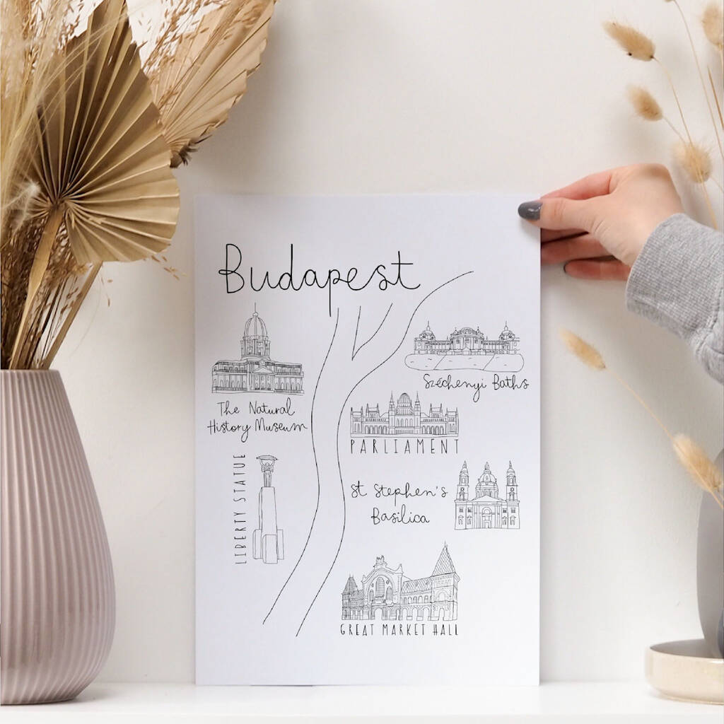 Budapest Illustrated Map Print, 1 of 9