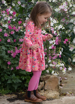 Girls Pink Forest Fairytale Dress, 4 of 6