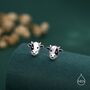 Dairy Cow Stud Earrings In Sterling Silver, thumbnail 1 of 11