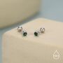 Extra Tiny Emerald Green Cz Screw Back Earrings In Sterling Silver, thumbnail 5 of 10
