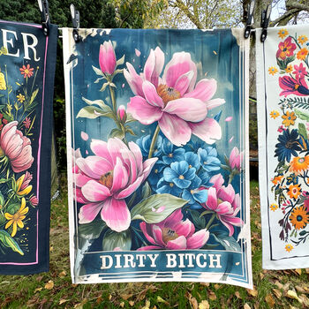 Floral Tea Towel Dirty Bitch, 2 of 3