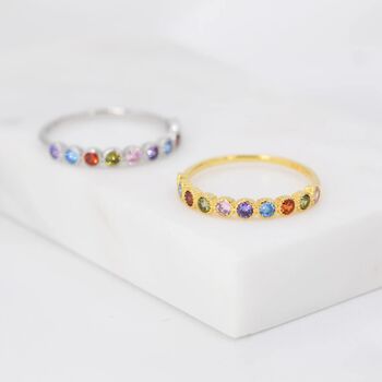 Multicolour Cz Infinity Ring In Sterling Silver, 7 of 11