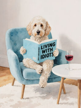 Your Own Dog Reading Book Wall Art Print, Customise Colours And Book Title, 6 of 12