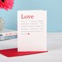 Love Definition Romantic Wedding Or Anniversary Card, thumbnail 4 of 6