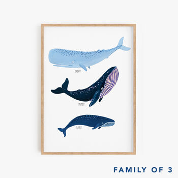 Personalised Whale Family Art Print Unframed, 2 of 10
