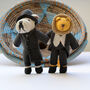 Hand Knitted Bulldog And Lion Soft Toy In Suits, thumbnail 1 of 3