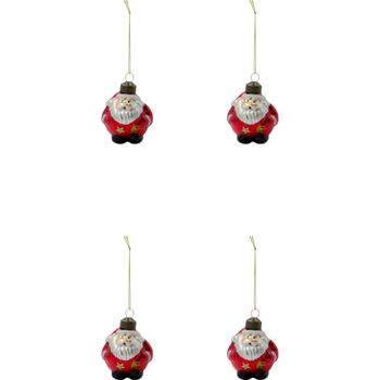 Red Glass Santa Claus Baubles Box Of Four, 4 of 6