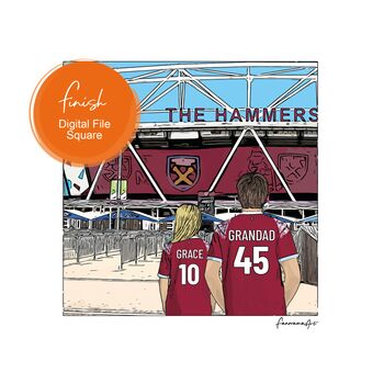 West Ham Hammers Personalised Stadium Print Or Card, 3 of 10