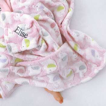 Personalised Pink Fluffy Elephant Blanket, 3 of 6