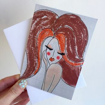 Red Hair Girl Fashion Birthday Card Girl With Red Hair, 2 of 6