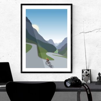 The Winding Climb Cycling Landscape Art Print, 2 of 3