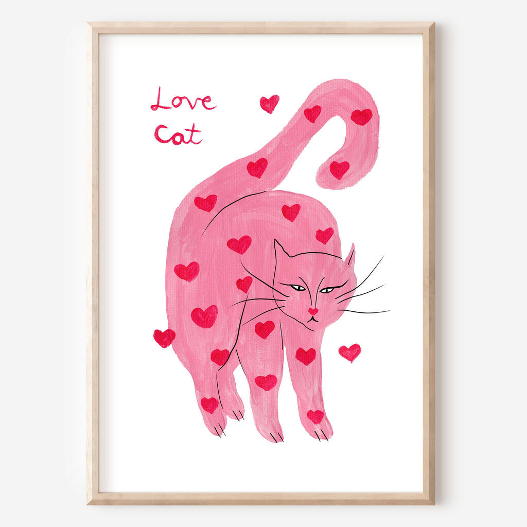'Love Cat' Cat Painting Art Print, 1 of 3