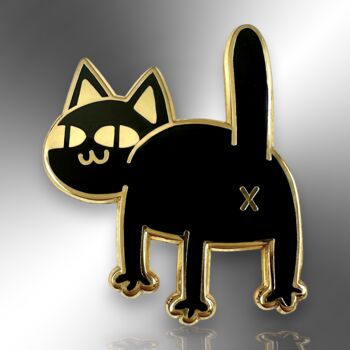 Cat Butt Black Cat Hard Enamel Pin Badge, 3 of 8