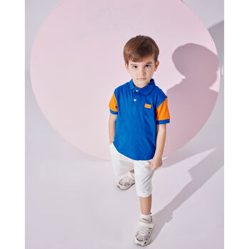Enzo Boys Cotton Polo T Shirt – Blue And Orange, 2 of 3