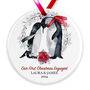 Personalised First Christmas Engaged Ceramic Penguin Bauble, thumbnail 2 of 2