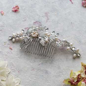 Juno Crystal And Freshwater Pearl Hair Comb, 2 of 5