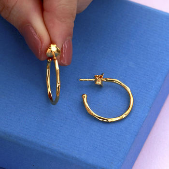 18ct Gold Plated Polished Hoop Earrings, 3 of 7