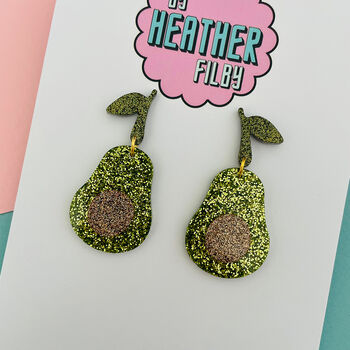 Avocado Glitter Resin Earrings, 2 of 2