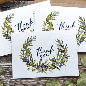 Olive Floral Thank You Cards And Envelopes, 6 of 7