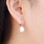 Freshwater Pearl Drop Hoop Earrings, Irregular Pearl Earrings, thumbnail 1 of 7