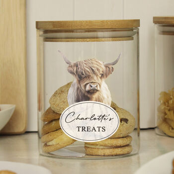 Personalised Highland Cow Glass Storage Jar, 2 of 7