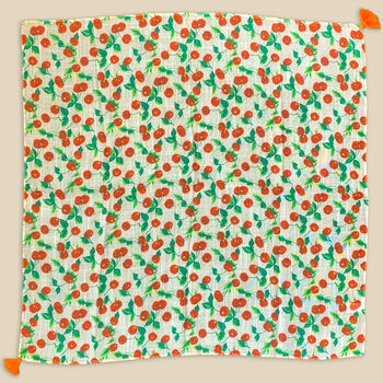 Cherry Print Cotton Blend Square Scarf, 4 of 4