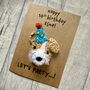 Personalised Name Age Party Dog Crochet Birthday Card Handmade, thumbnail 7 of 12