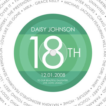 Personalised 18th Birthday 'Year 2008' Record Print, 3 of 3