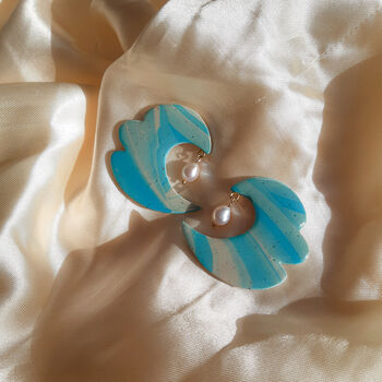 Tidal | Pearl And Polymer Clay Statement Earrings, 4 of 8