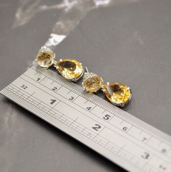 Citrine Teardrop Sterling Silver Earrings, 3 of 5