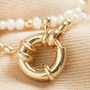 Round Clasp And Pearls Necklace In Gold, thumbnail 5 of 5