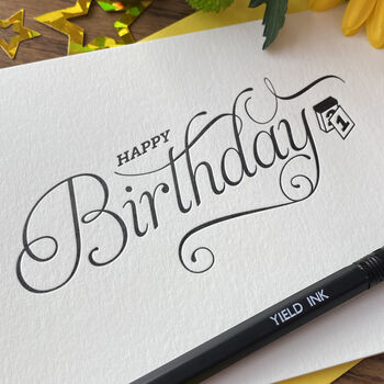 'Happy Birthday' Script Letterpress Card, 2 of 2