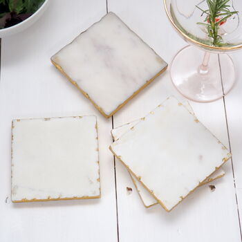 Marble And Gold Drink Coasters Set Of Four, 2 of 9